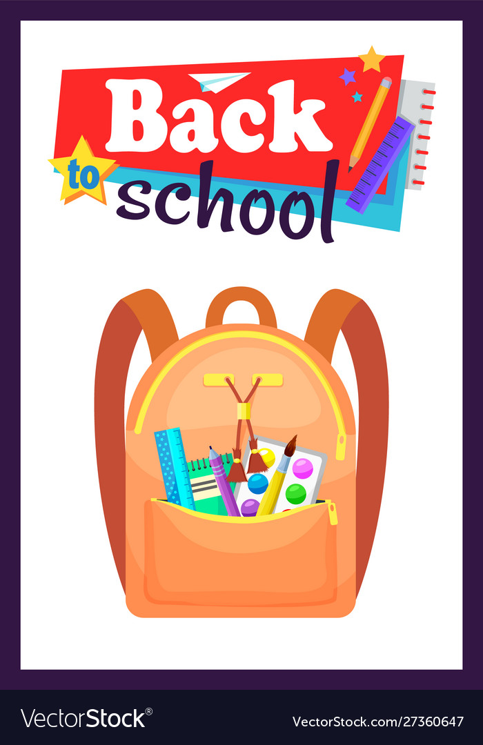 Colored school backpack back to school Royalty Free Vector