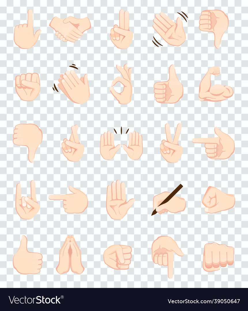 Hand gesture emojis icons collection Royalty Free Vector
