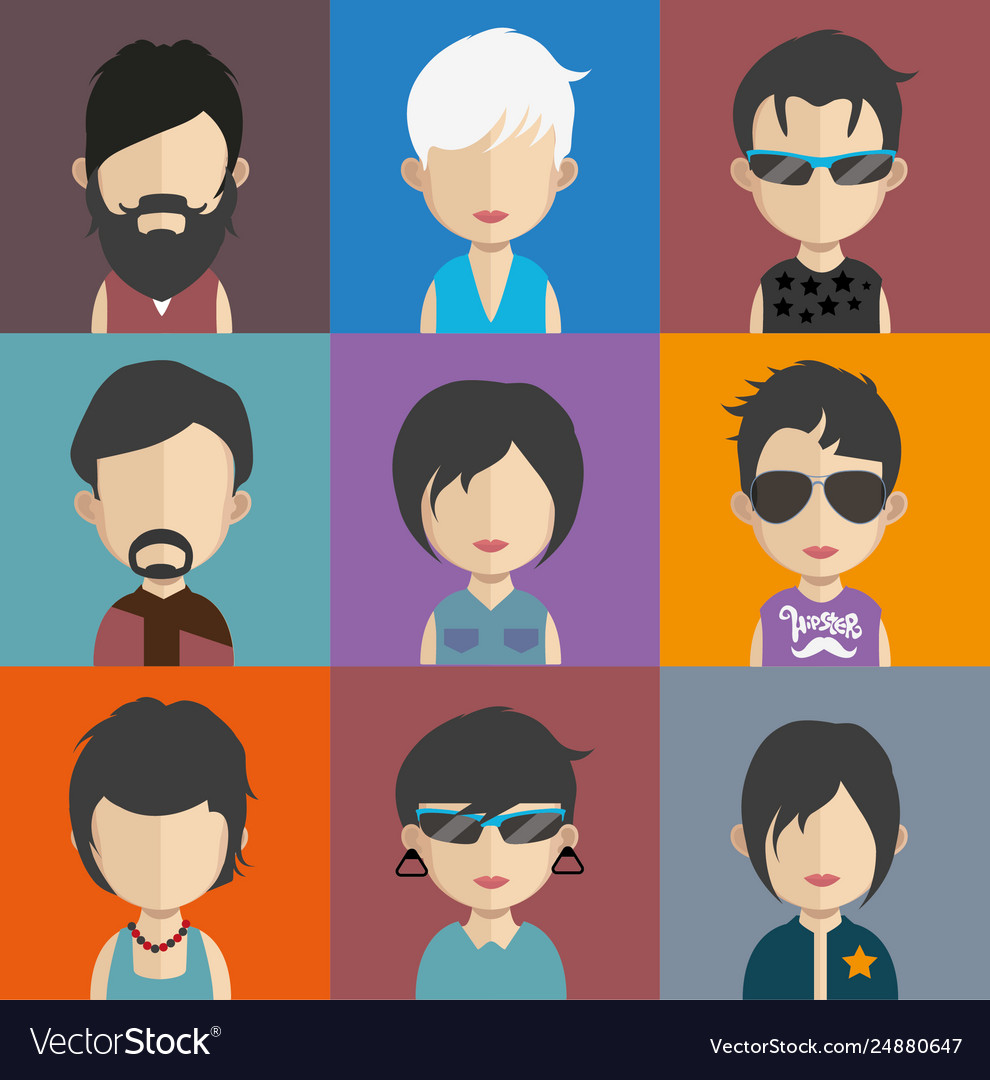 People avatars with colorful backgrounds Vector Image