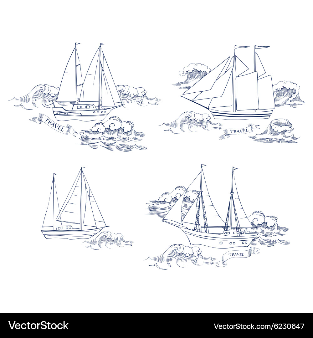 Sea travel elements set Royalty Free Vector Image