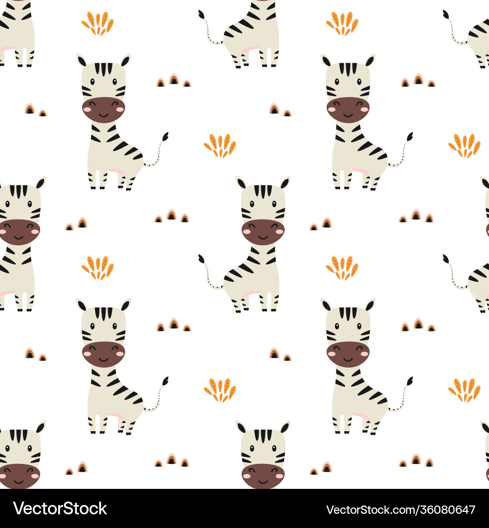 Seamless pattern with cute zebra baanimals Vector Image