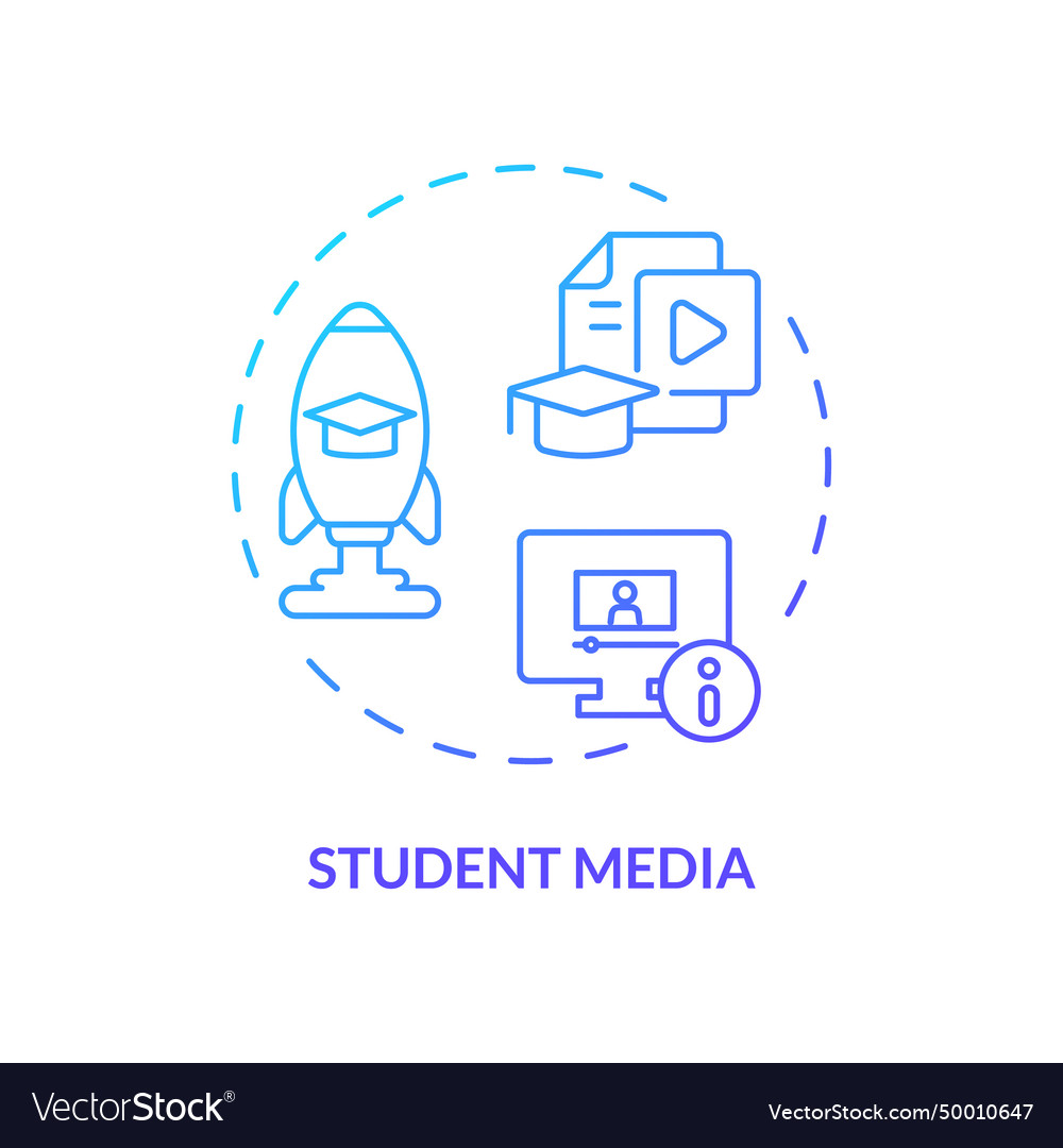 Thin Line Simple Gradient Student Media Icon Vector Image Thin Line Simple Gradient Student Media Icon Vector Image