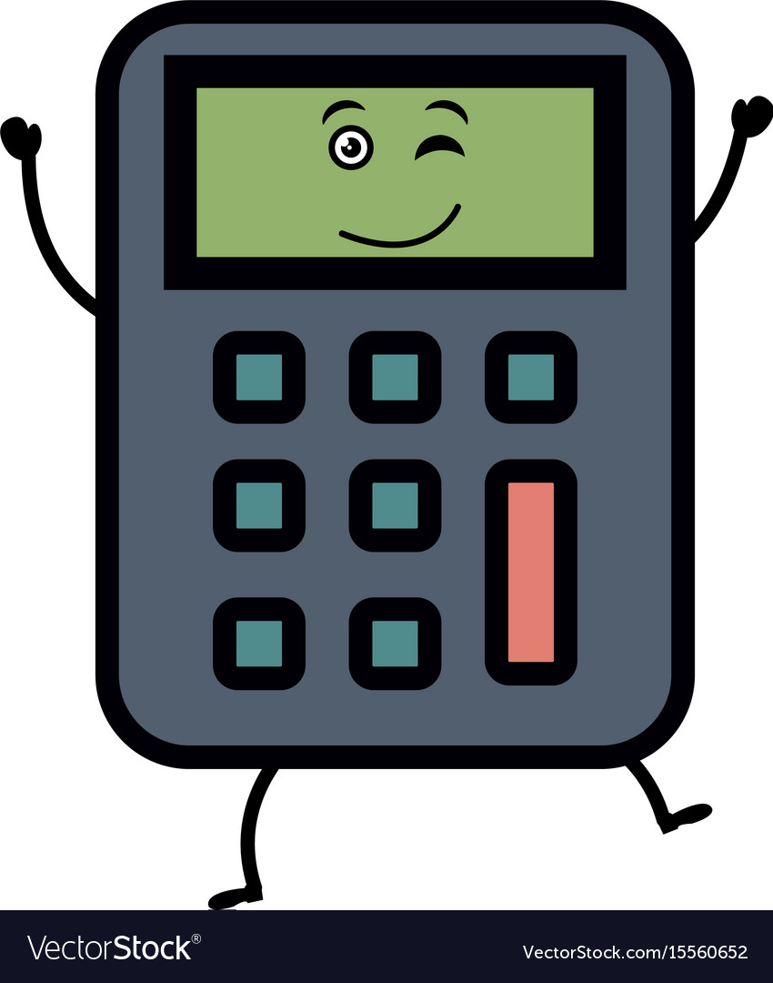 Calculator Math Kawaii Character Royalty Free Vector Image