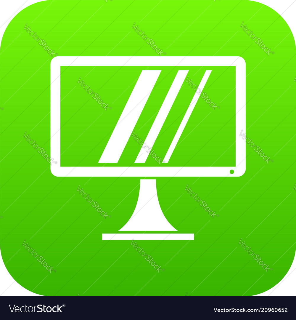 Computer monitor icon digital green Royalty Free Vector