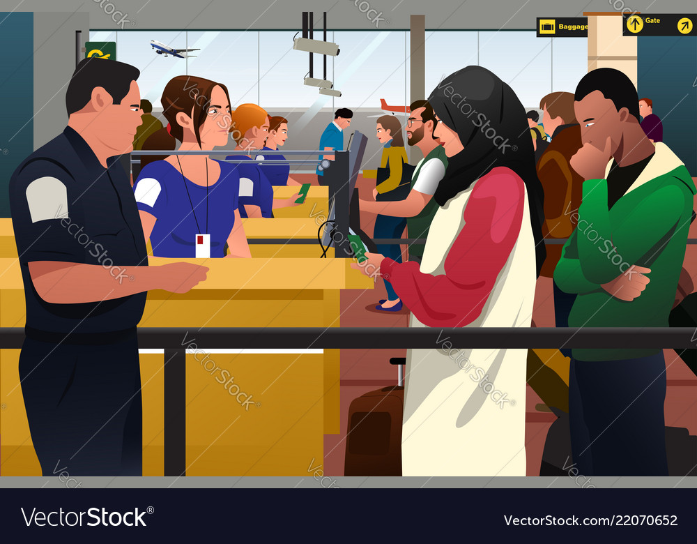 people-being-checked-immigration-line-royalty-free-vector