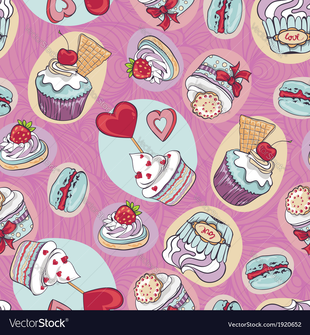 Seamless sweet cupcake party background pattern Vector Image