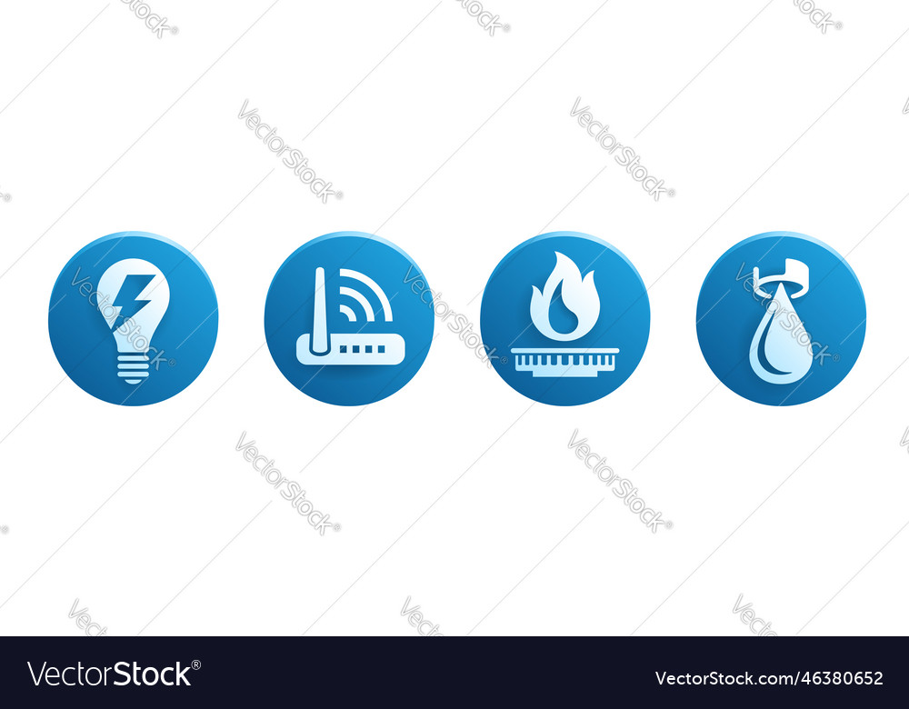 Technical building system glossy icons set Vector Image