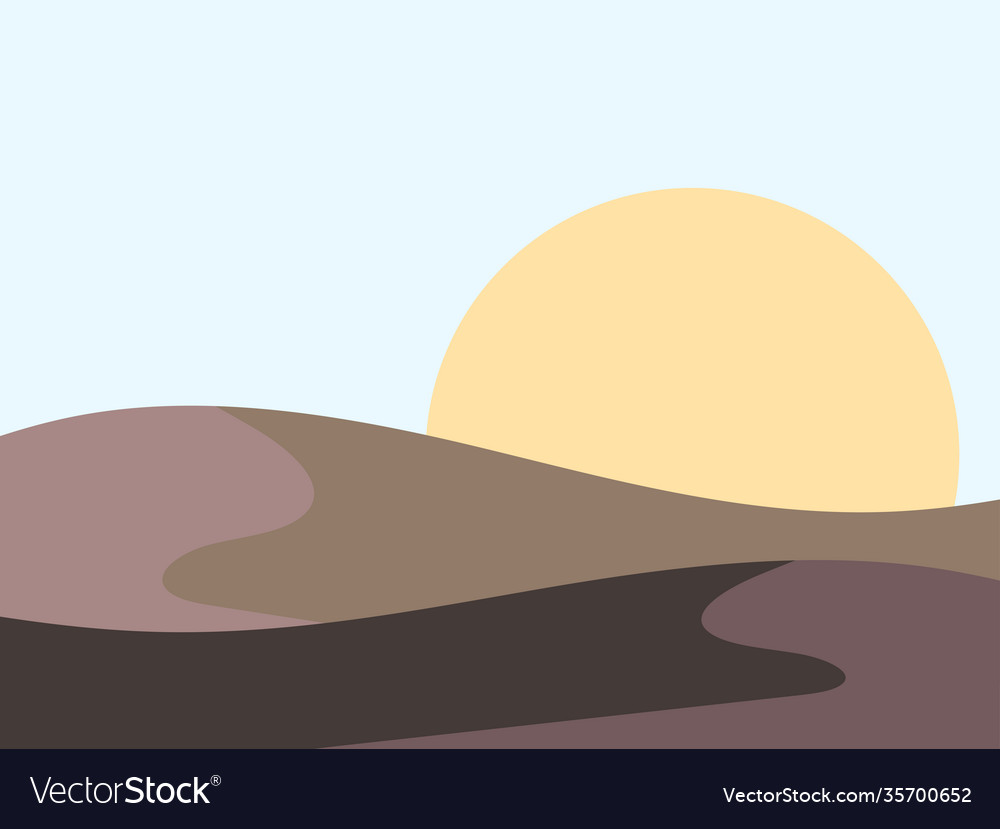 Wavy landscape in a minimalistic style sunset Vector Image