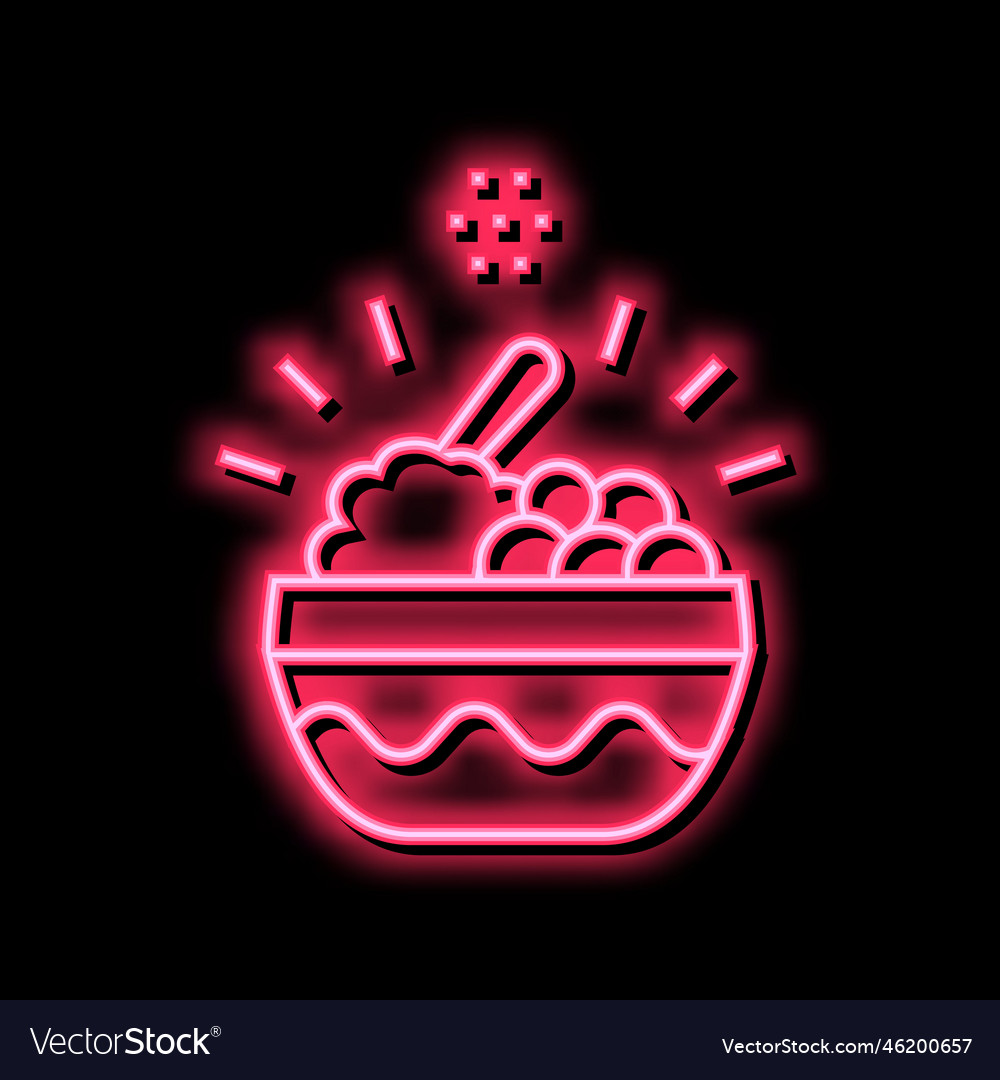 Breakfast food plate neon glow icon Royalty Free Vector