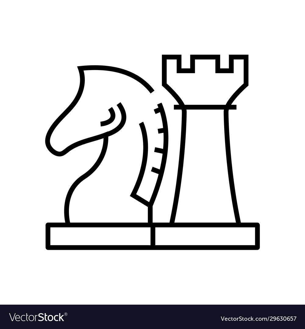 Chess titans line icon concept sign outline