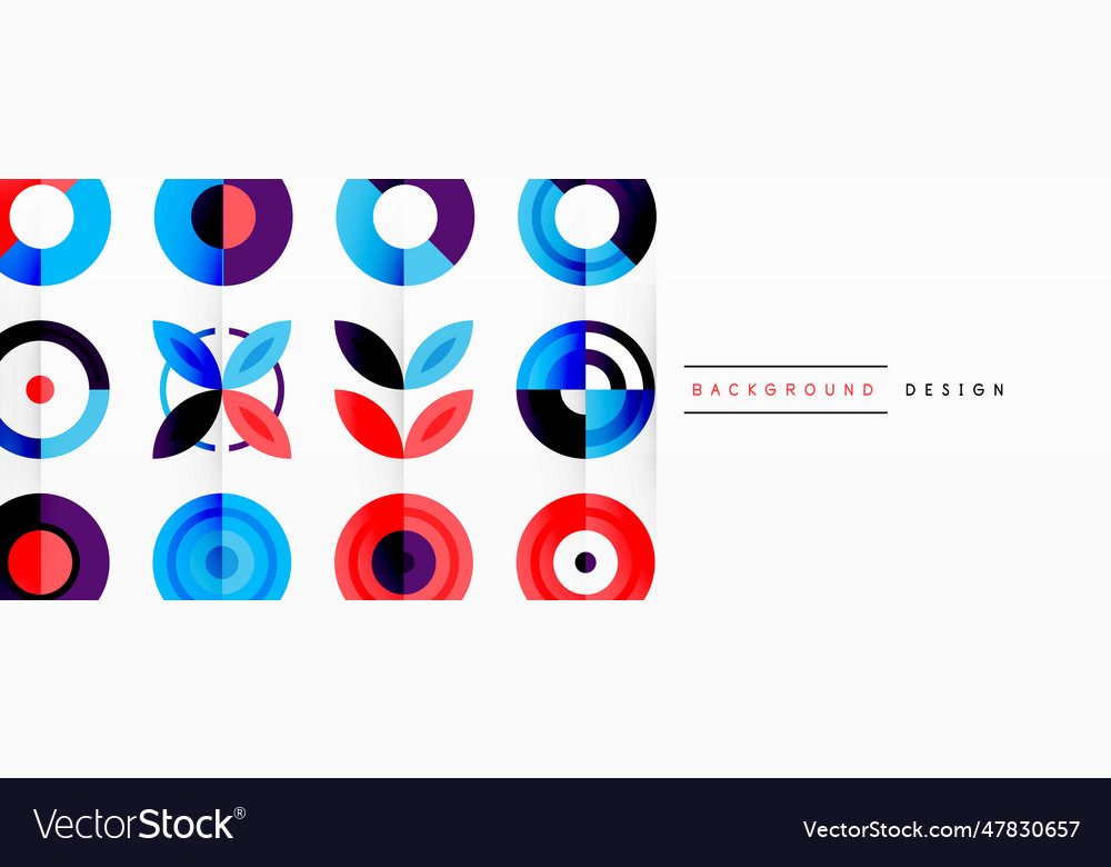 Colorful circles in a grid composition abstract Vector Image