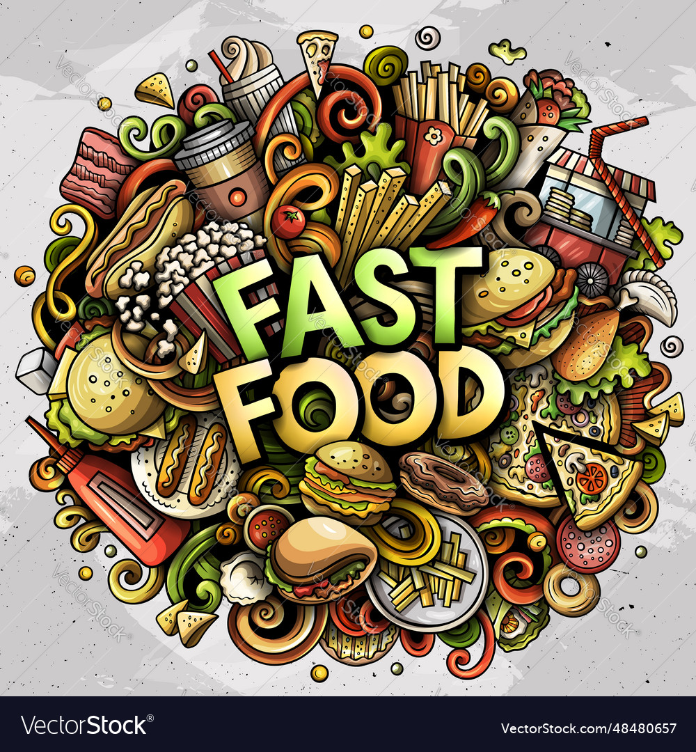 Fastfood cartoon doodle Royalty Free Vector Image