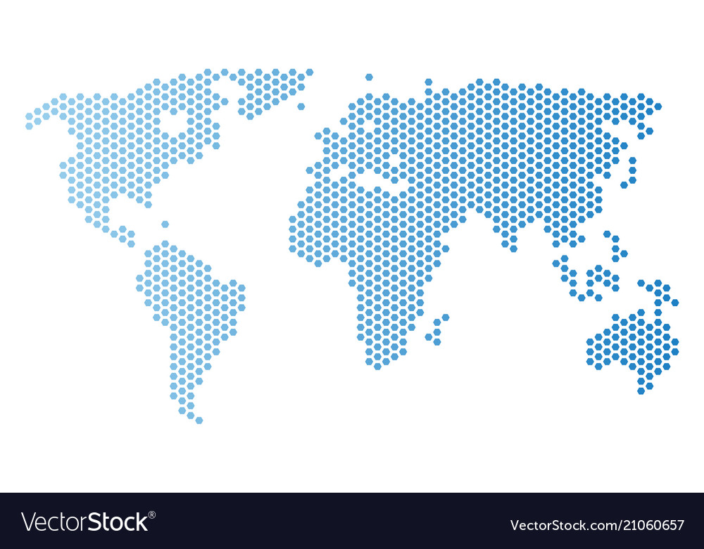 Download World map hex tile mosaic Royalty Free Vector Image