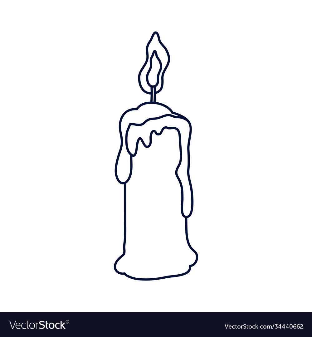 Candle fire flame line style Royalty Free Vector Image