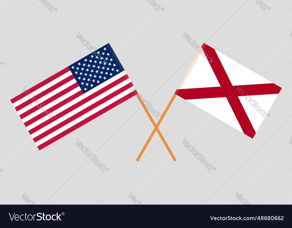 Crossed Flags Of The Usa And State Alabama Vector Image