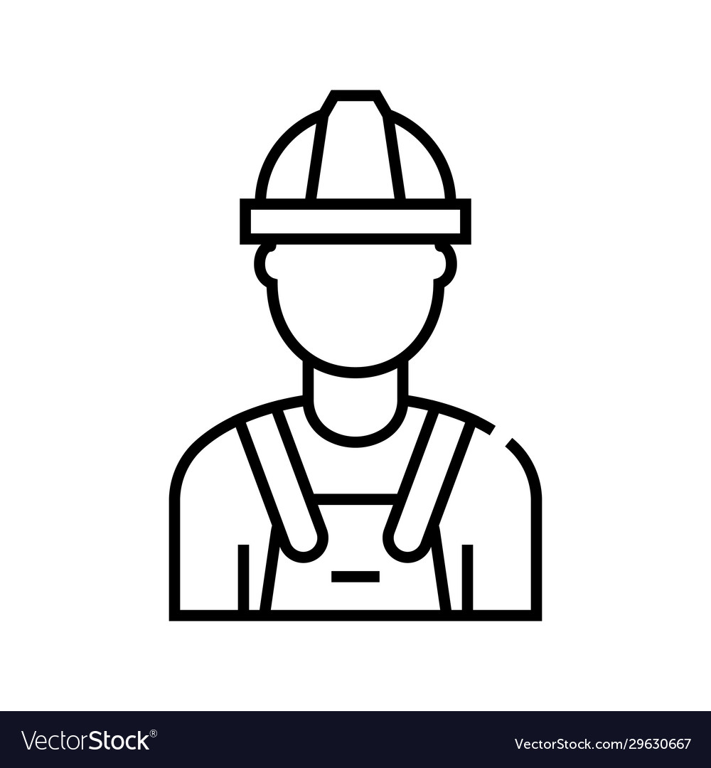 Builder line icon concept sign outline Royalty Free Vector