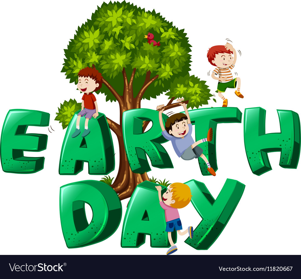 Font design with word earth day Royalty Free Vector Image