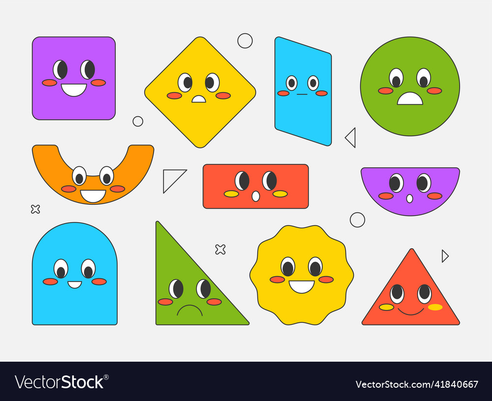 Geometric stickers set Royalty Free Vector Image