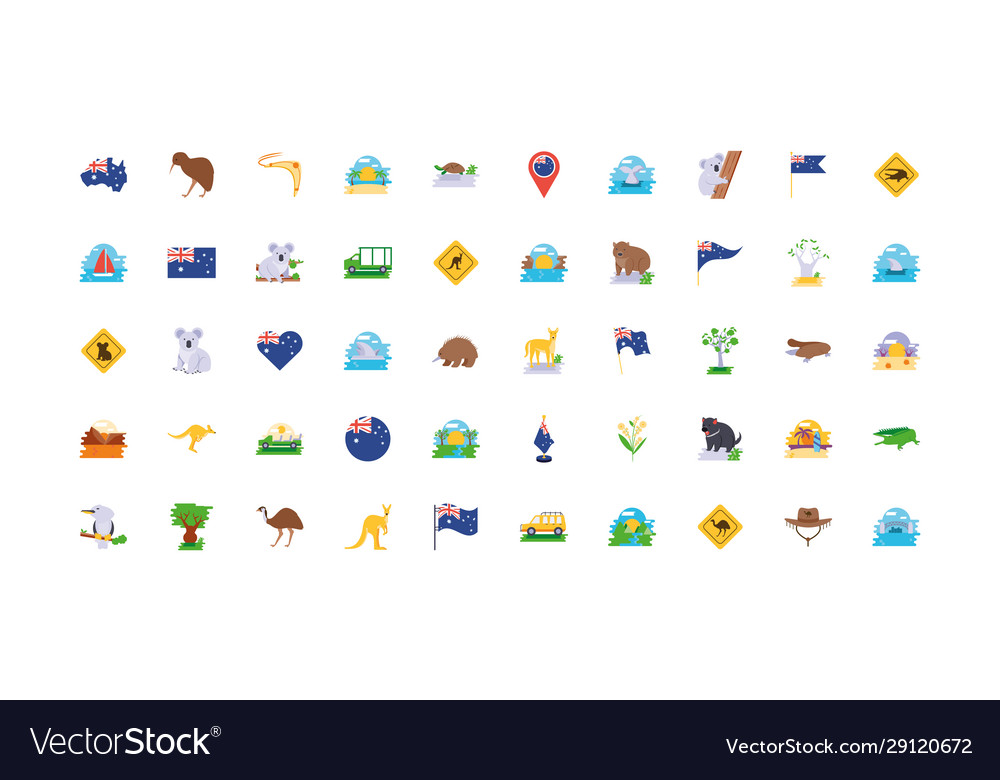 Isolated australian icon set design Royalty Free Vector