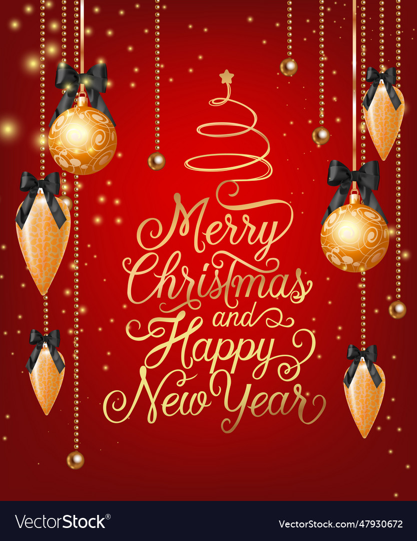 Merry christmas and happy new year lettering Vector Image