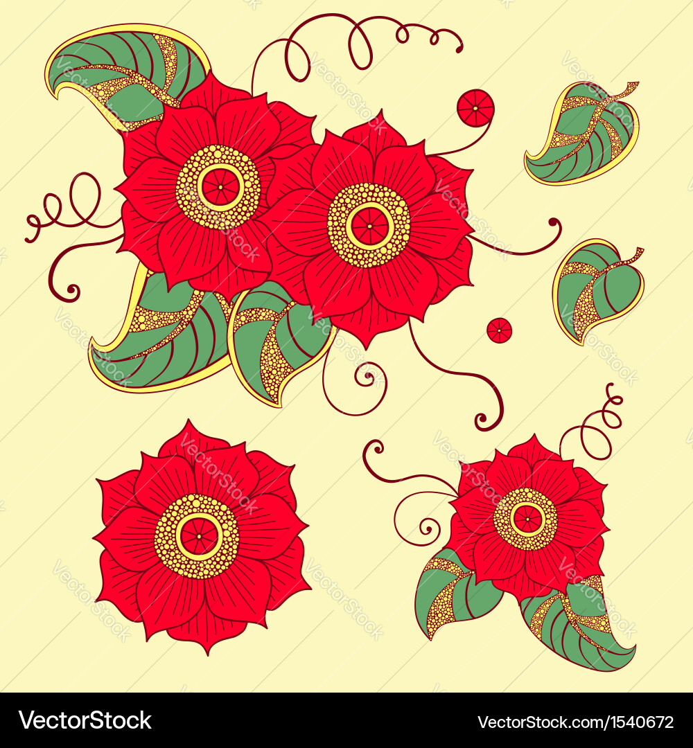 Set floral elements Royalty Free Vector Image - VectorStock