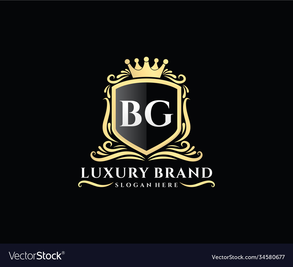 Bg initial letter gold calligraphic feminine Vector Image