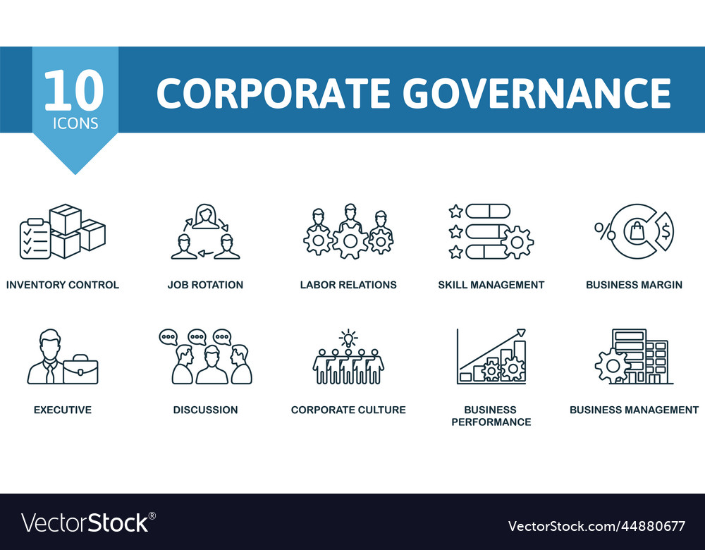 Corporate governance icon set monochrome simple Vector Image