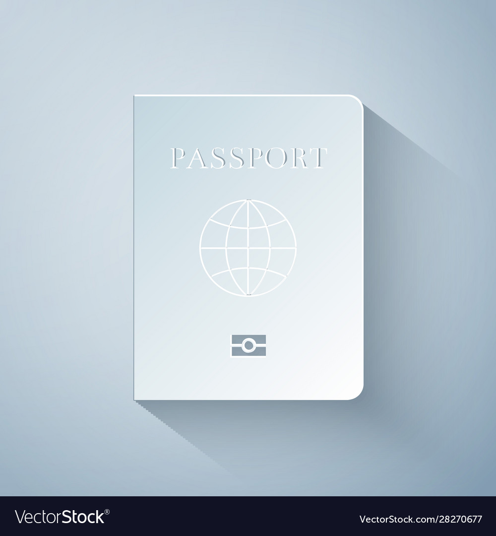 Paper Cut Passport With Biometric Data Icon Vector Image 8632