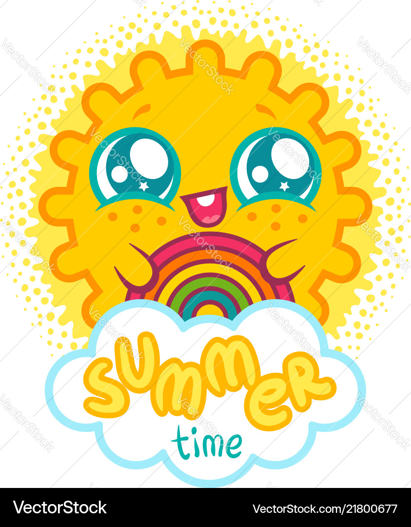 Sun with rainbow Royalty Free Vector Image - VectorStock