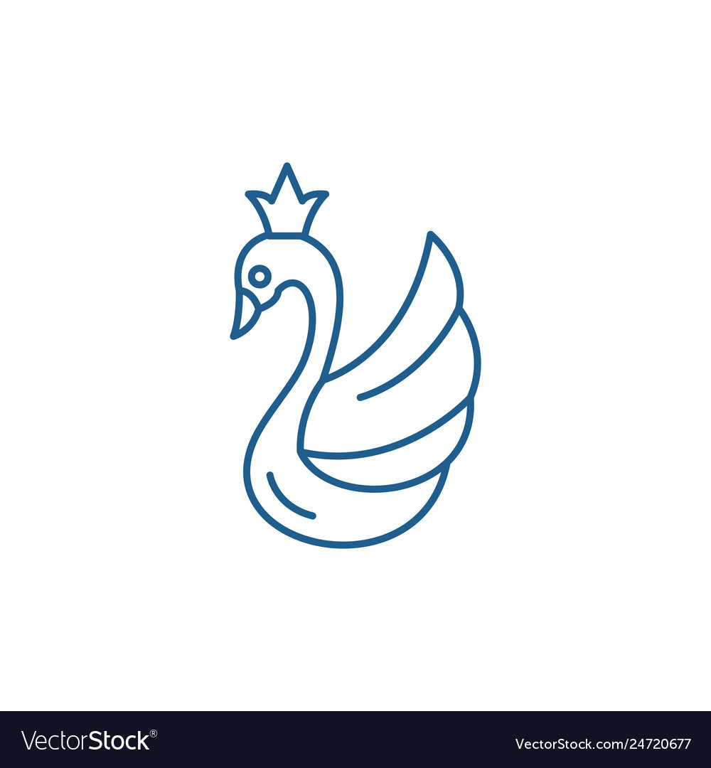 Swan line icon concept flat symbol Royalty Free Vector Image