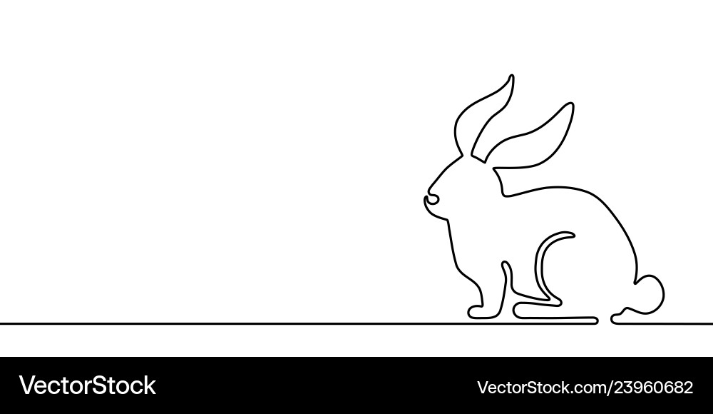 Easter Bunny Banner Background In Simple One Line Vector Image
