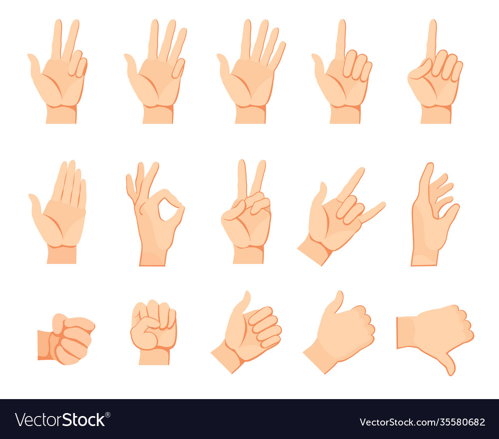 Human hand gestures set. 