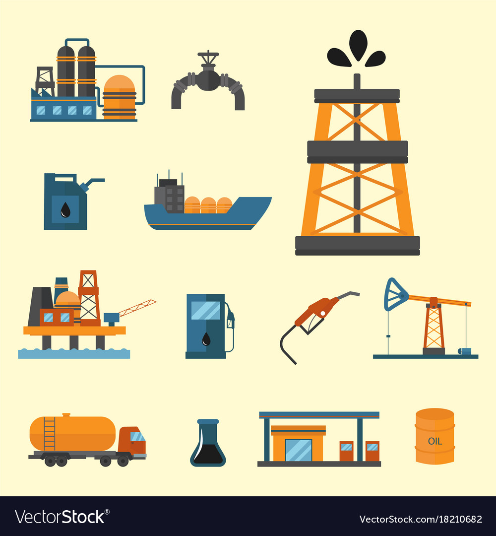 Mineral Oil Petroleum Extraction Production Vector Image