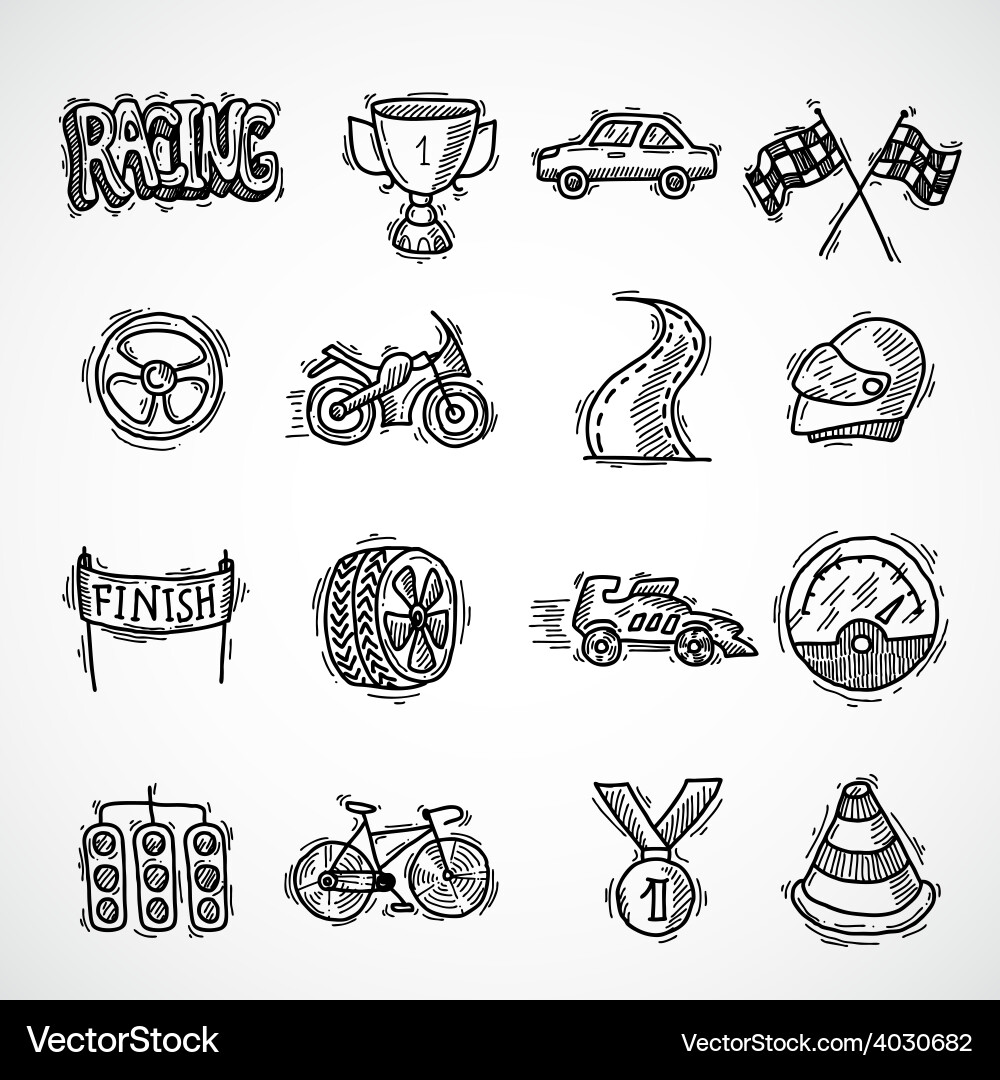 Racing icon set Royalty Free Vector Image - VectorStock