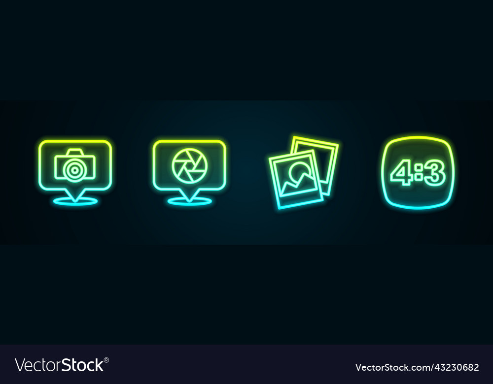 Set line photo camera camera shutter frame and 4 Vector Image