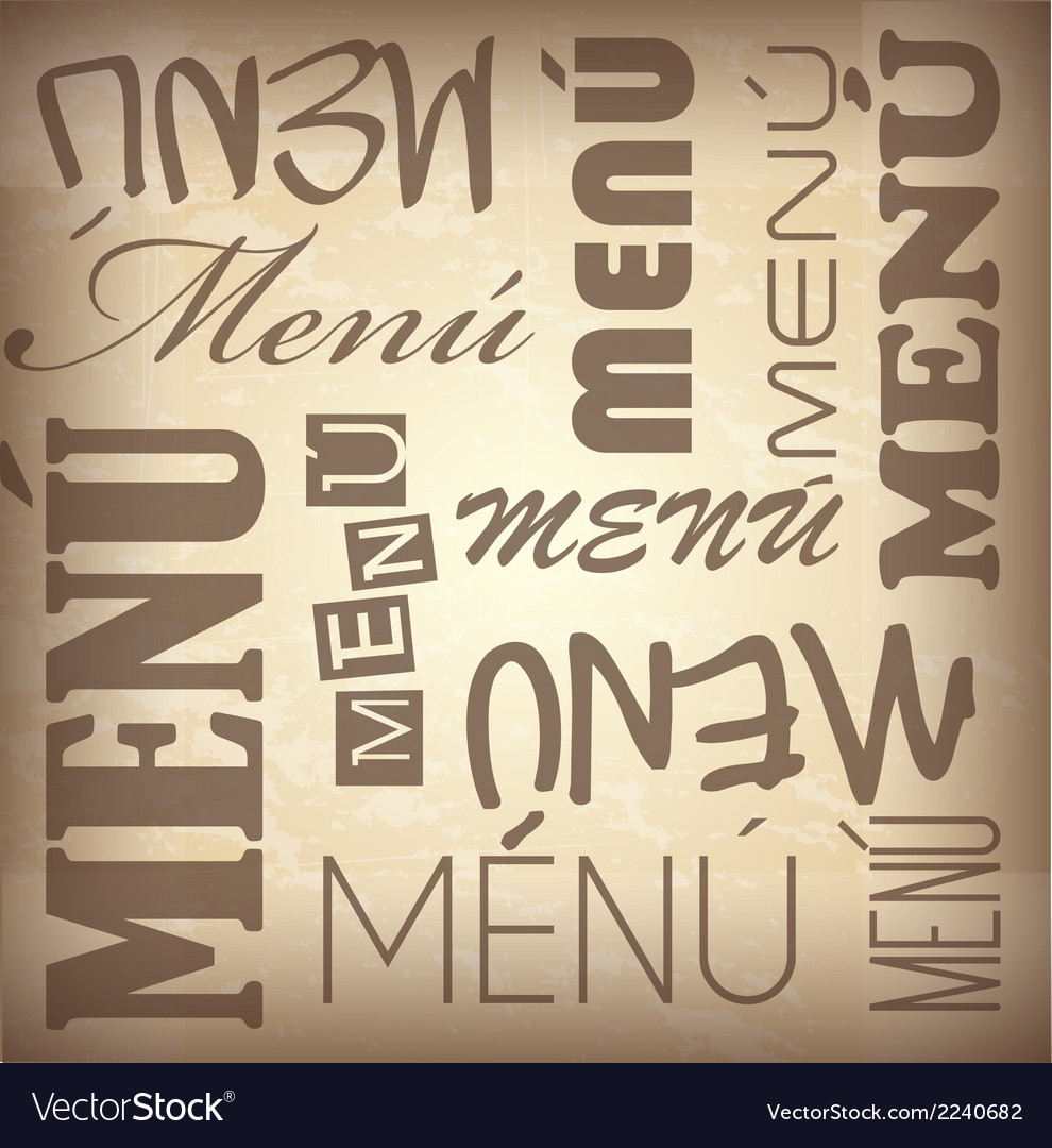 Words menu over brown background Royalty Free Vector Image