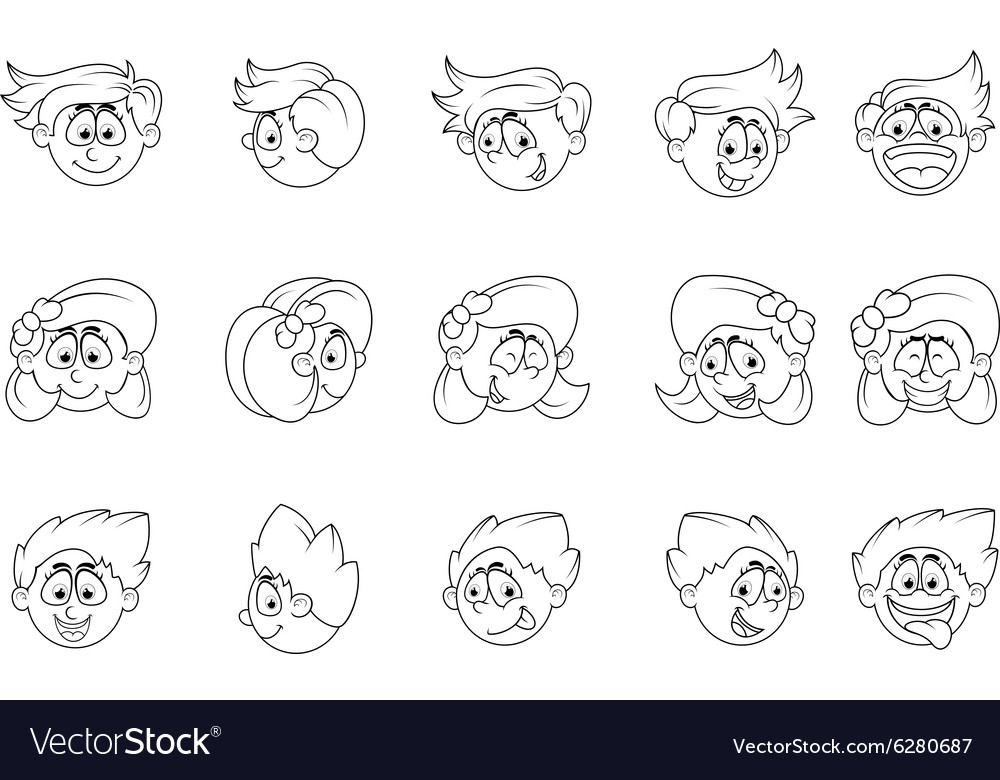 Cartoon of human various face expressions Vector Image Cartoon of human various face expressions Vector Image