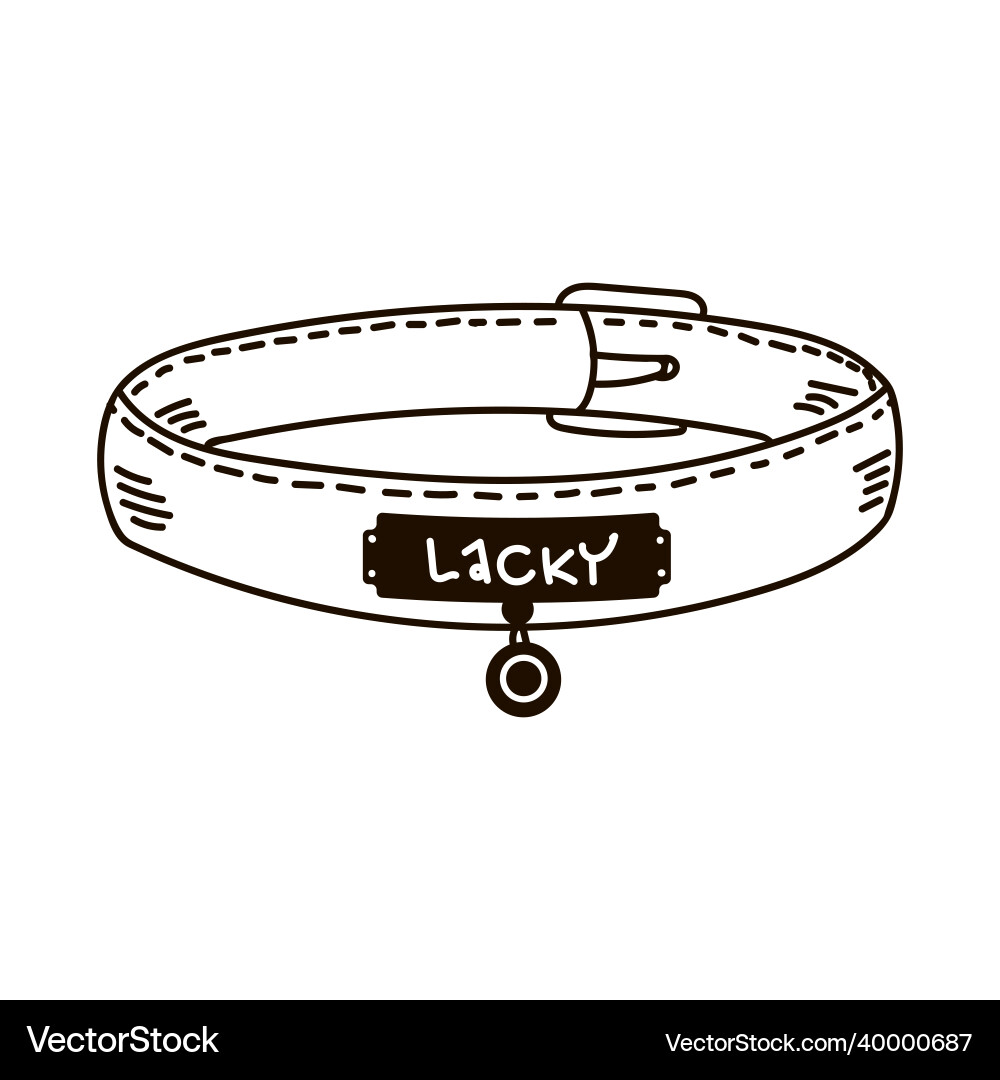 Hand drawn doodle cute dog cat collar icon Vector Image