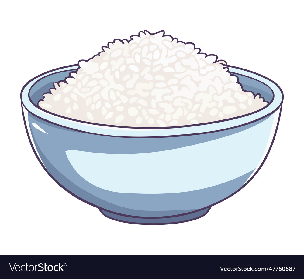 Healthy steamed basmati rice in bowl Royalty Free Vector