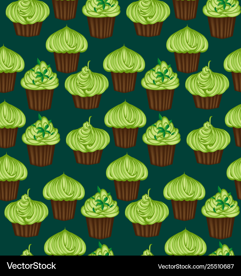 Seamless pattern appetizing cupcakes Royalty Free Vector