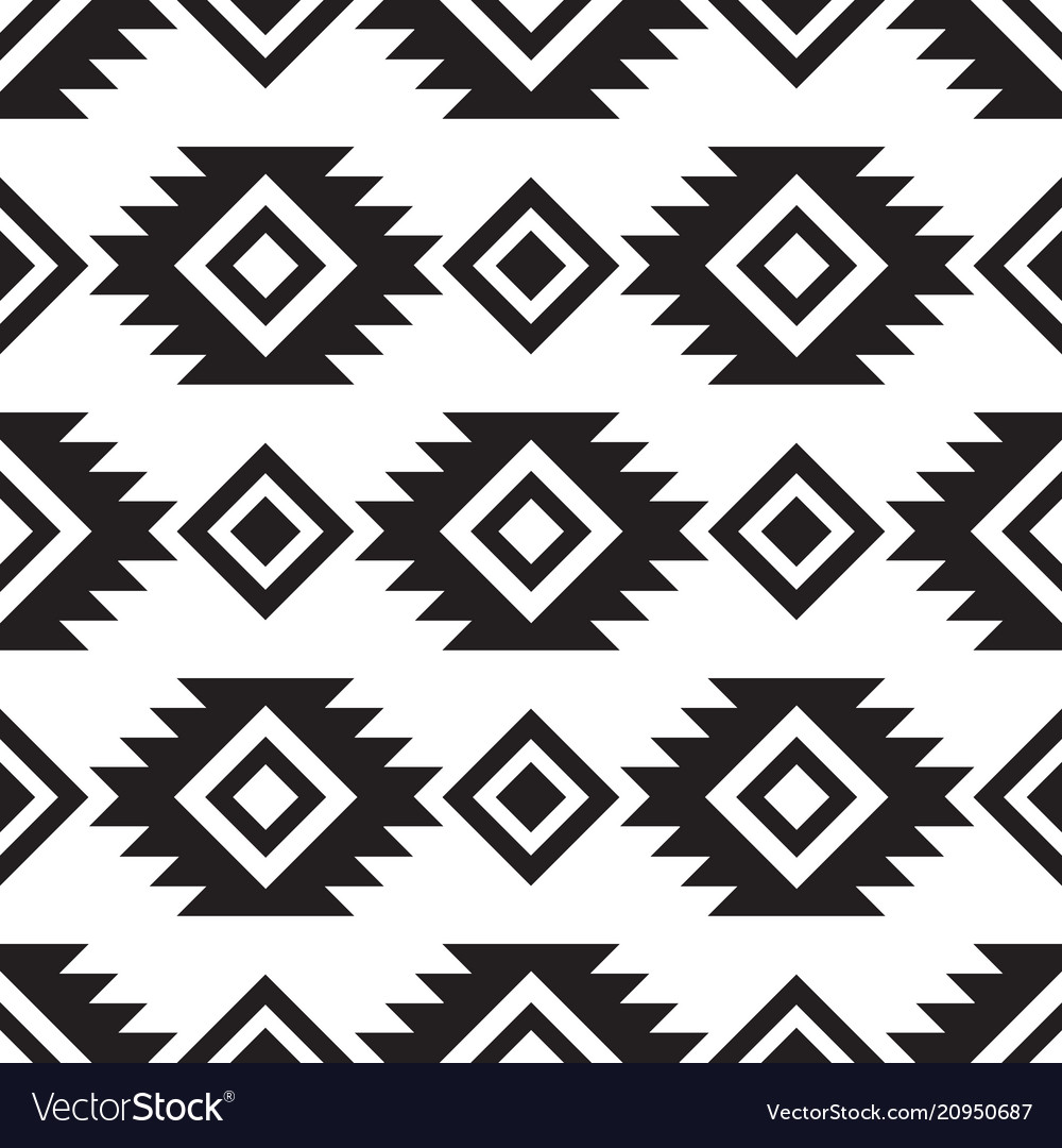 Seamless tribal black and white pattern Royalty Free Vector