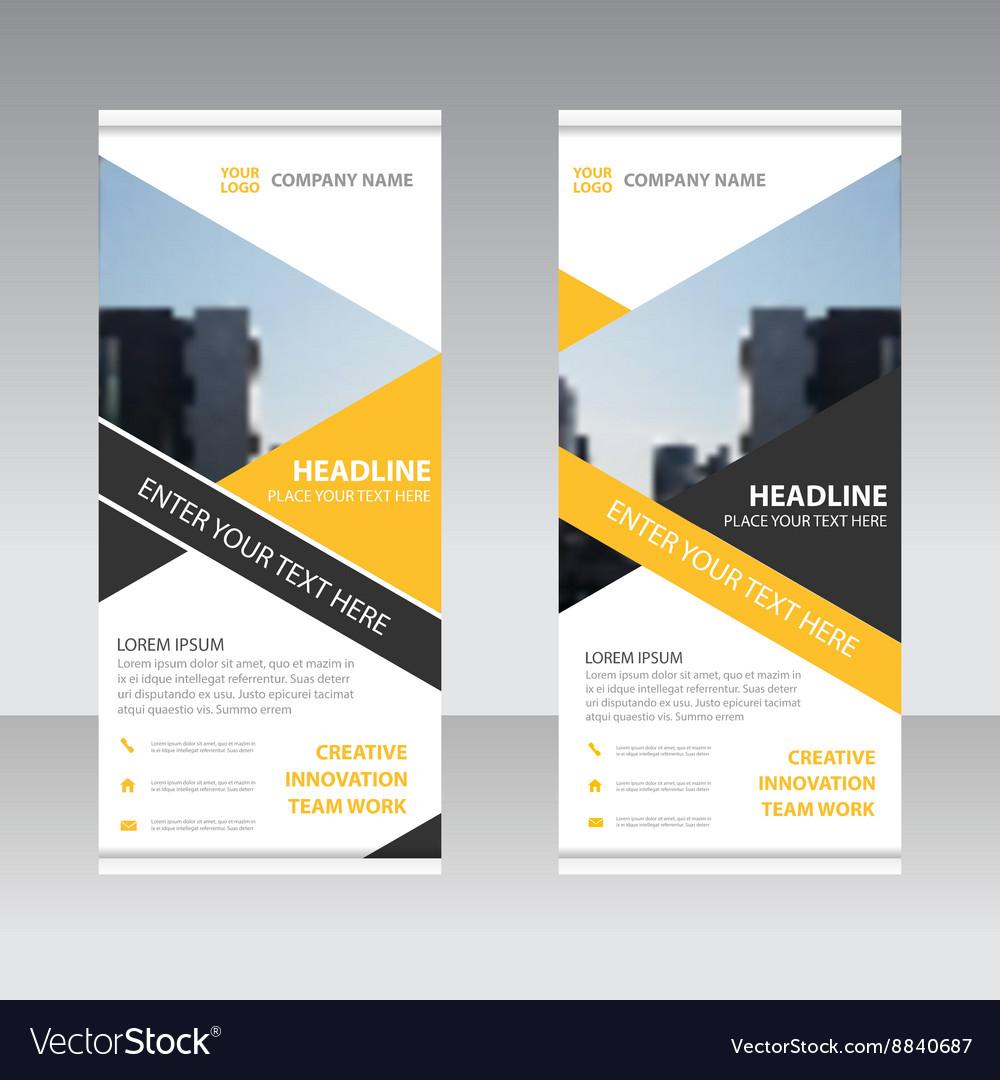 Yellow black business roll up banner flat design Vector Image