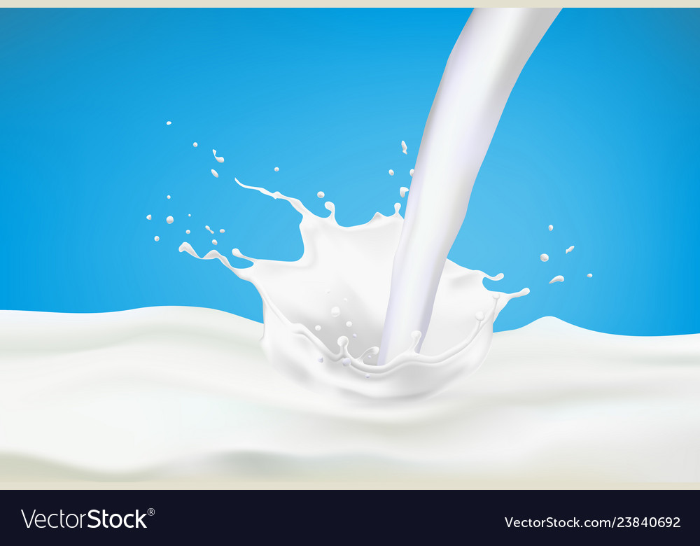 Abstract realistic milk drop with splashes Vector Image