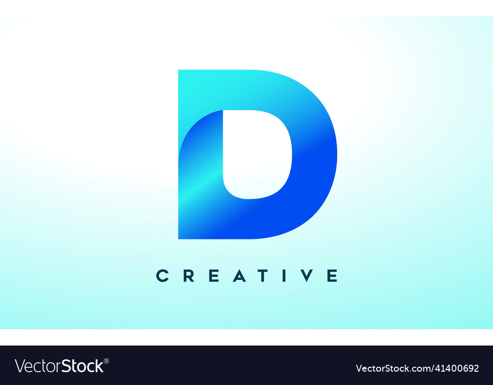 Blue d letter logo design with stylized look Vector Image