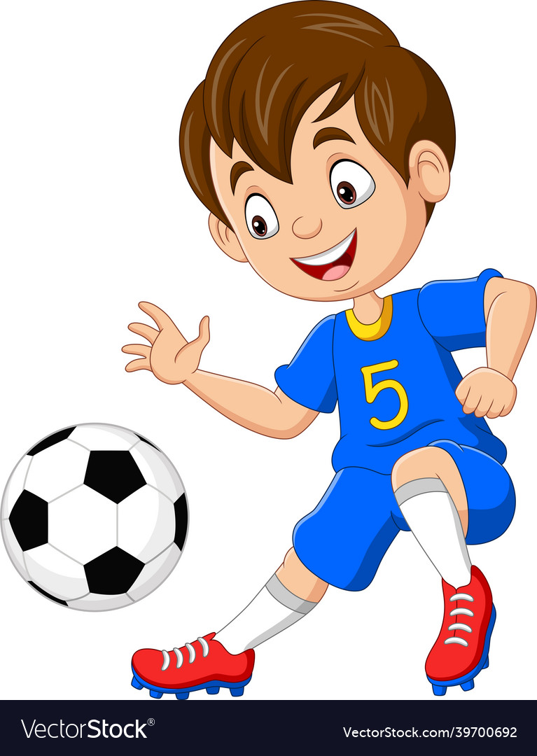 Premium Vector  Vector illustration of cartoon kids playing soccer ball