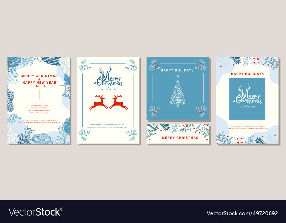 Elegant merry christmas and happy new year set of Vector Image