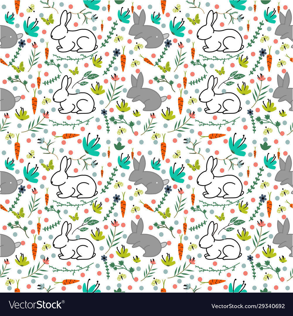 Seamless pattern with animal rabbit Royalty Free Vector