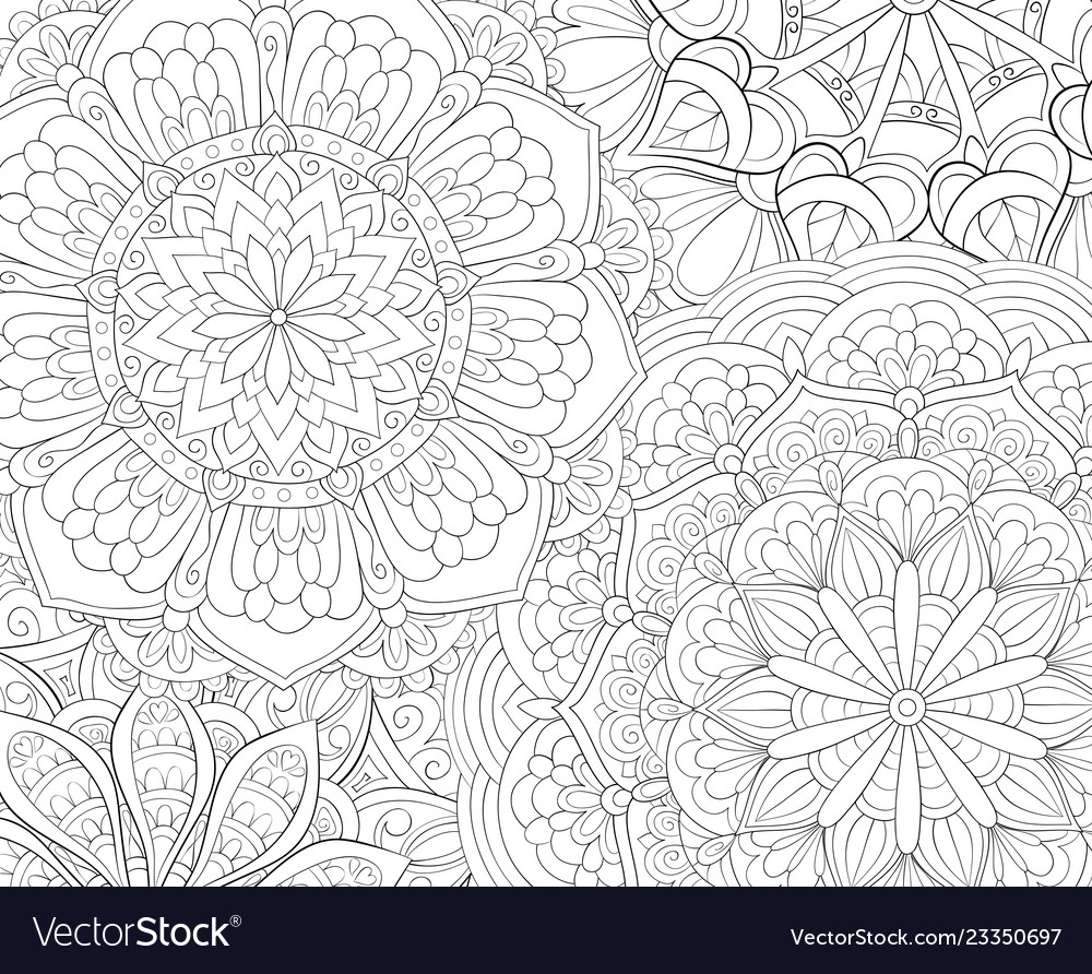 Adult coloring bookpage a cute abstract floral Vector Image