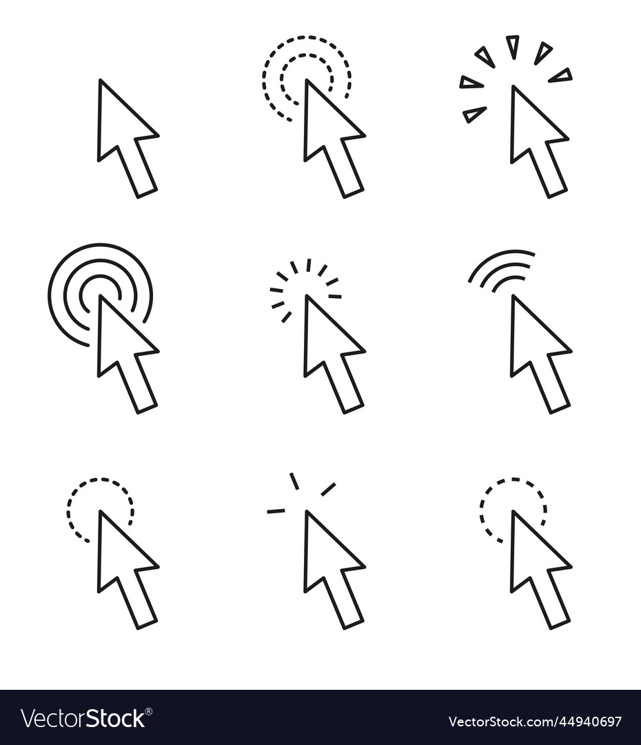 Click an icon set pointer arrow icons cursor Vector Image