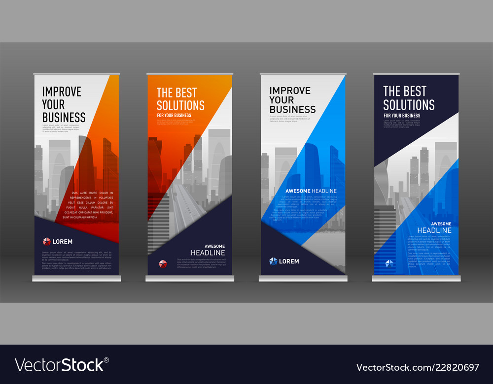 Construction roll up banner design templates set Vector Image